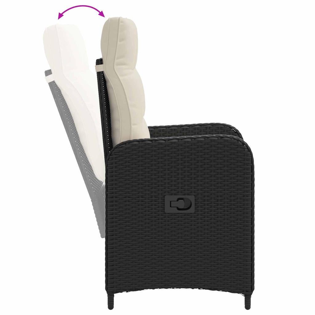 Garden Lounge Set 3 pcs Black and Cream White