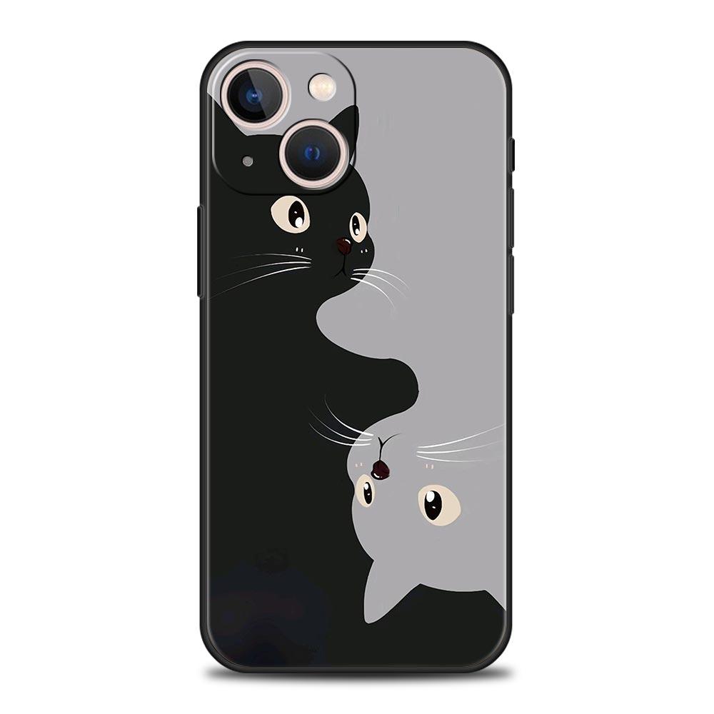 Милый Чехол для Телефона с Кошкой Для iPhone 16 13 15 14 12 11 Pro MAX XR X SE XS 7 8 Plus Мягкий ТПУ Чехол-Оболочка