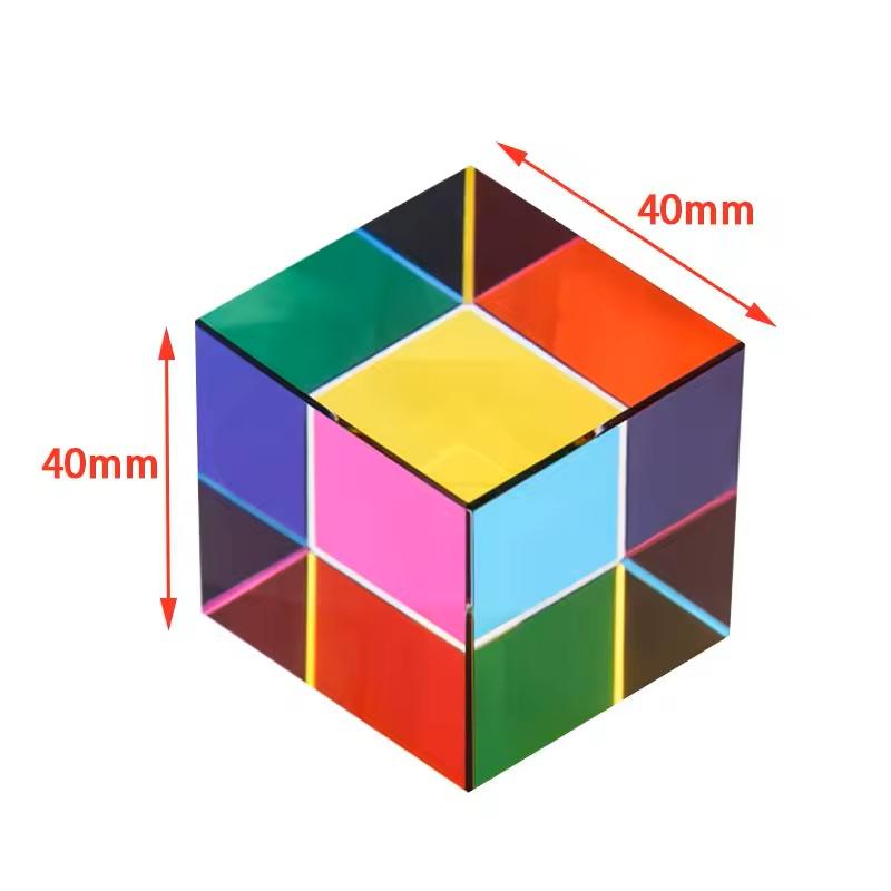 Scientific Magic Prism Cube 40Mm Hexahedral Crystal Magic Cmy Cube 3D Color Cube Photography Prism Workspace Table Ornament Toys