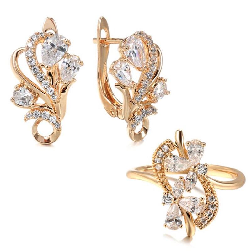 Cao Shi Роскошный цветочный набор каффов для ушей - Элегантный блестящий стиль светской львицы для женщин