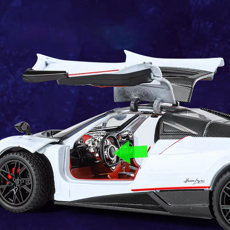 1:24 Pagani Huayra BC Super Sports Car Alloy Die Cast Toy Model Sound and Light Pull Back Детская коллекция игрушек Подарок на день рождения для мальчика