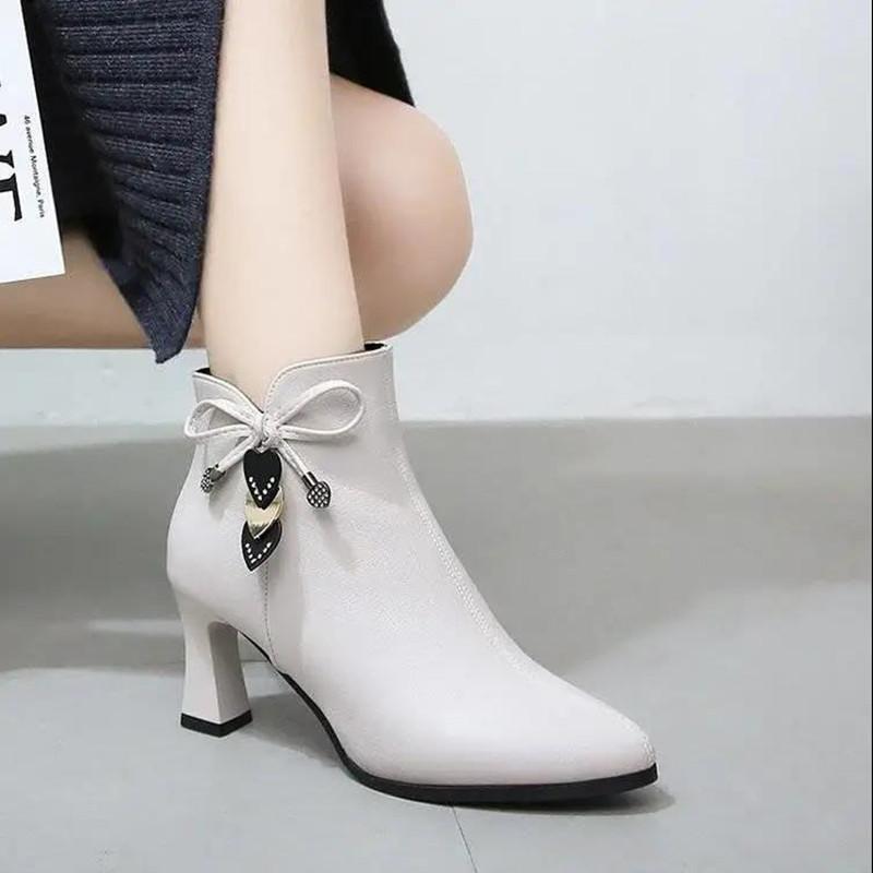 Cresfimix Botas Femininas женские классические высококачественные бежевые короткие ботильоны на высоком каблуке женские модные черные зимние ботинки A9207