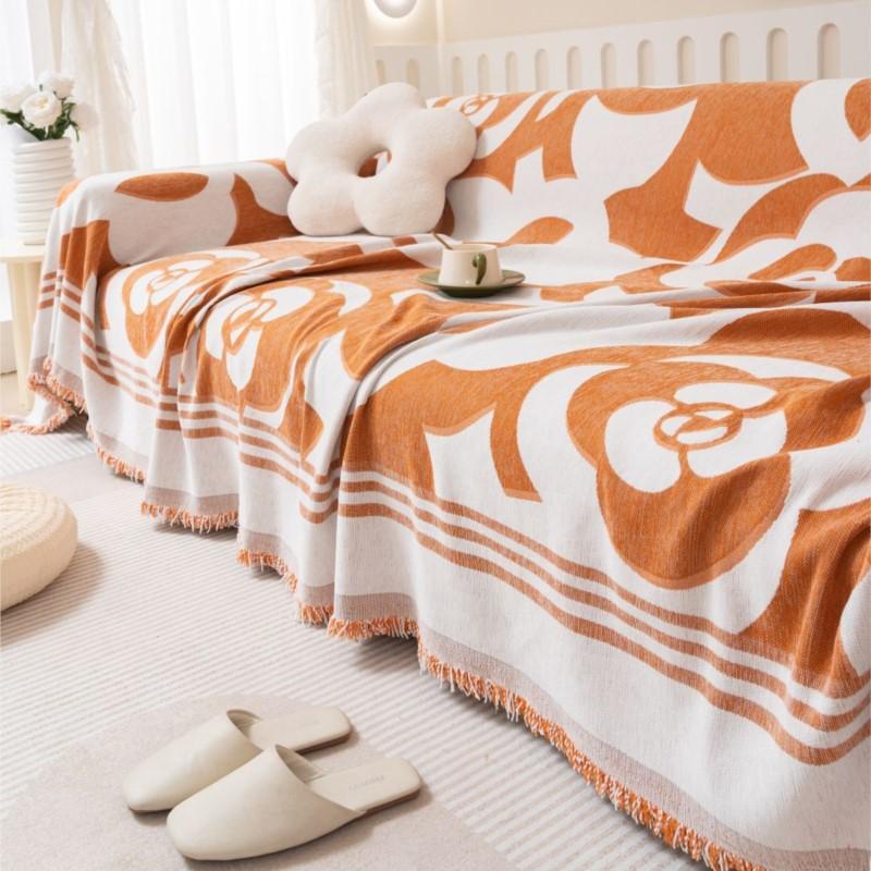 Modern Throw Camping Picnic Blanket MAT Camellia Sofa Cover Mat Throw Blanket Living Room Three Seats Sofa Position