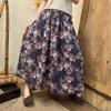 2025 Women Summer Linen Skirts Vintage Elastic Pleated Elegant Skirts New High Waist