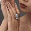 Литые Массивные Кольца из Нержавеющей Стали Для Женщин Физическое Осаждение из Паровой Фазы Покрытие 18 каратным Золотом Большое Гладкое Кольцо для Женщин