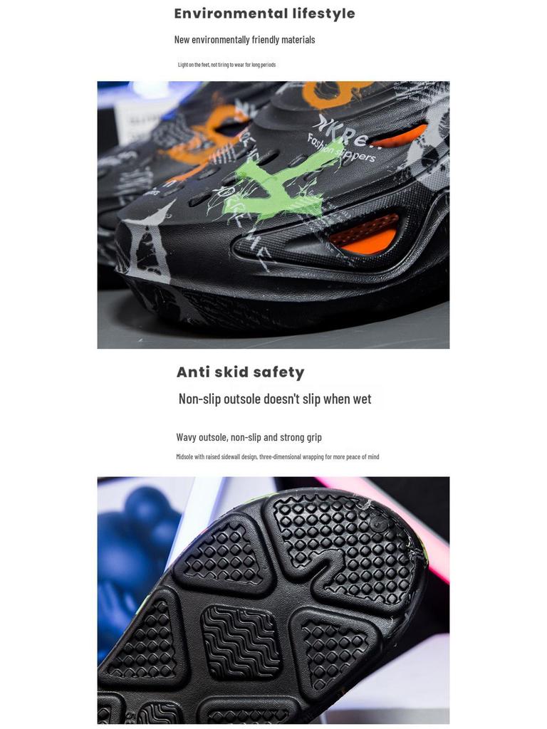 Мужские летние пляжные сандалии больших размеров: Нескользящие, Двусторонние, Повседневные Слипоны