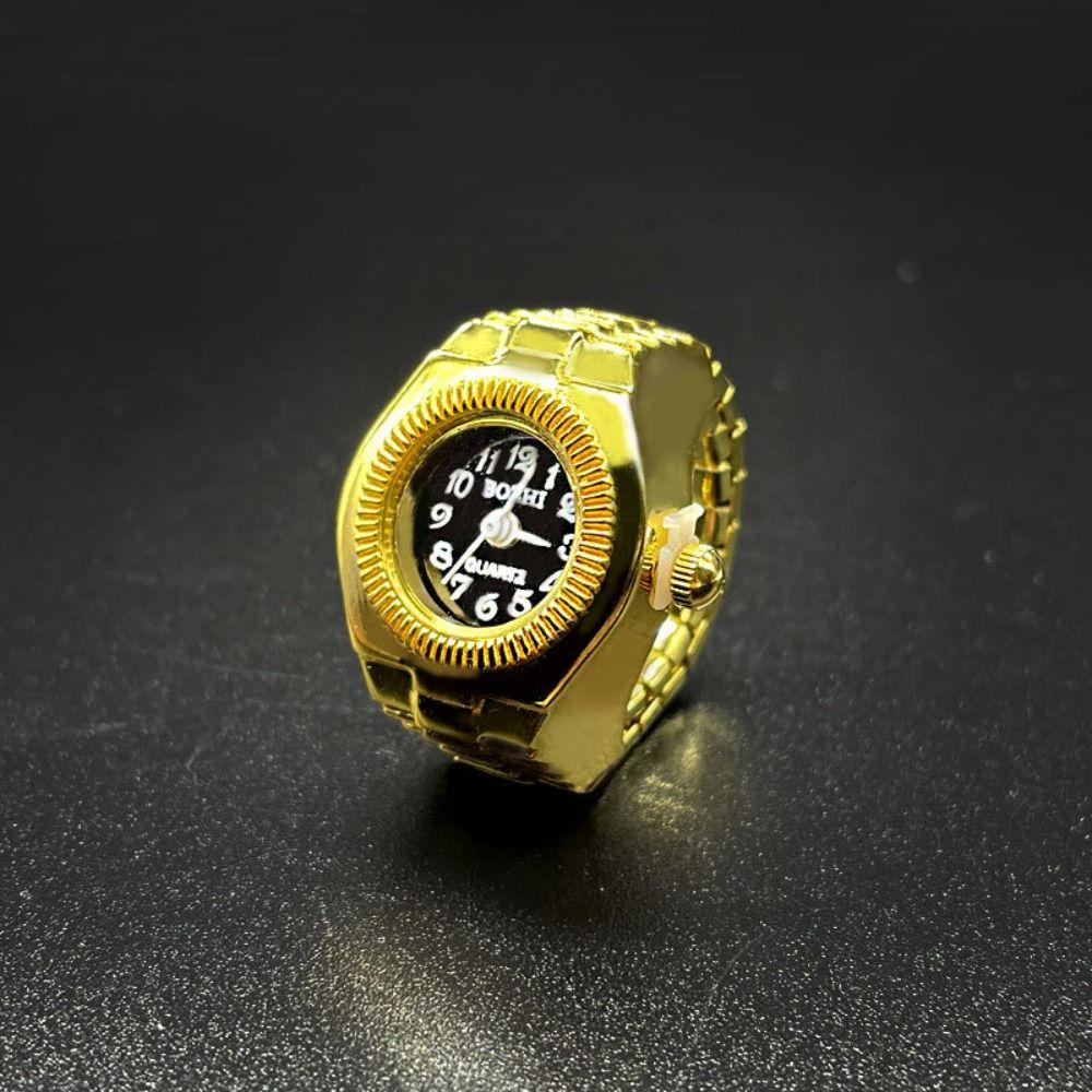 Cool Vintage Rings Jewelry Clock Heart Shape Punk Roman Quartz Watch Adjustable Mini Elastic Strap Finger Watch Ring Couple