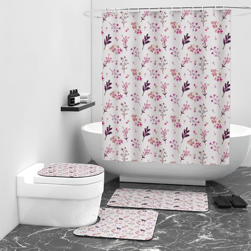Свежий цветочный цифровой принт, занавеска для душа, водонепроницаемое покрытие для ванной комнаты