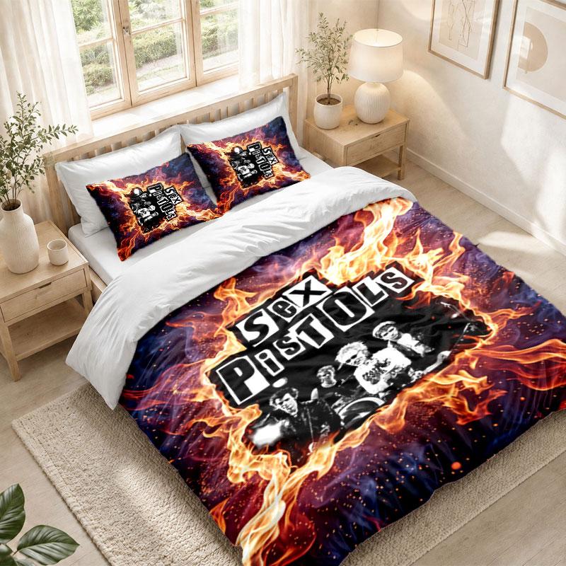 Bedding Set 1 Duvet Cover 2 Pillowcases Sex Pistols Print Bedroom Home Decoration