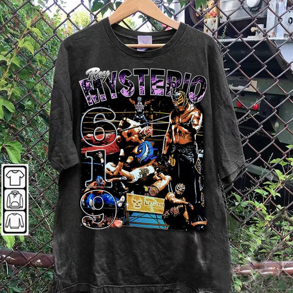 Винтажная футболка Rey Mysterio 90-х - Футболка Rey Mysterio - Унисекс футболка американского профессионального рестлинга
