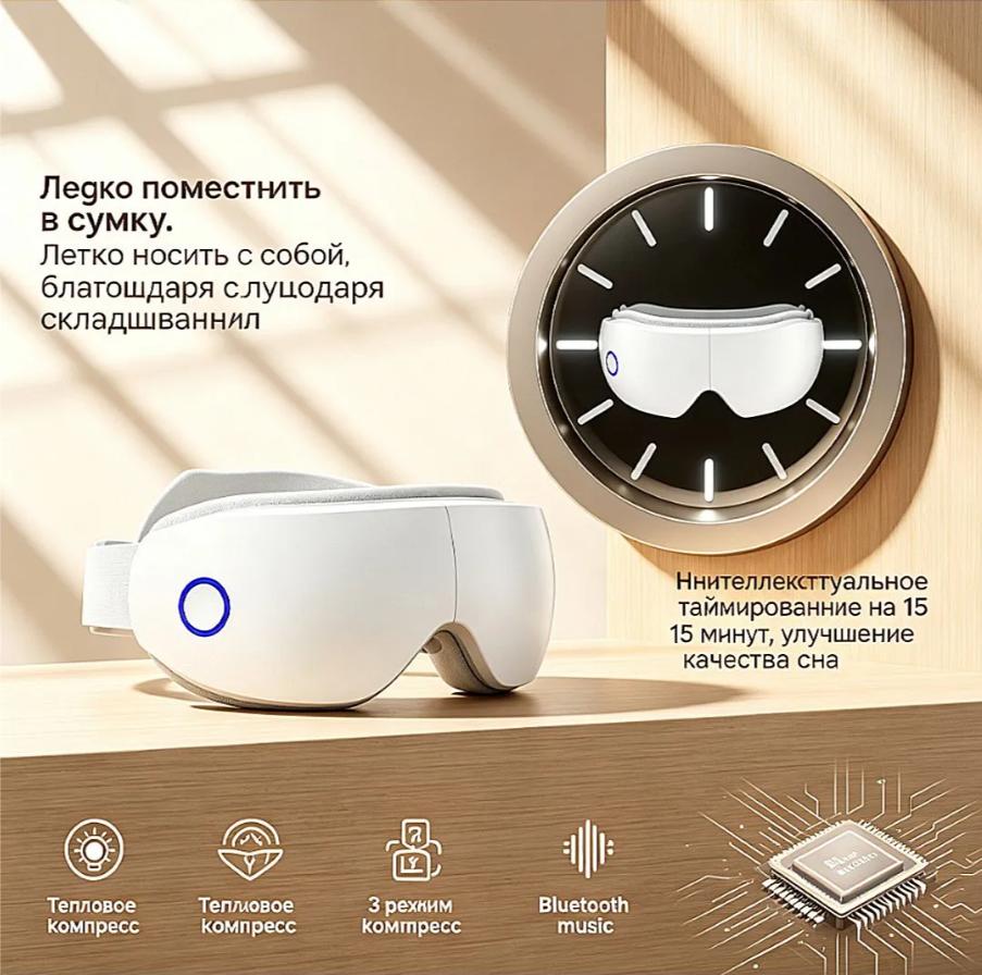 Comfotic Eye Massager, 10D Air Compression, Heat Therapy, Bluetooth, White