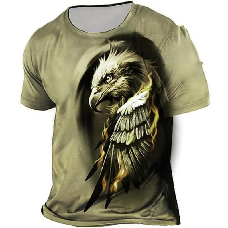 Eagle Print Casual Shirt | Men Shirt Print Eagle | Men Tee Shirt Eagle - Vintage Print