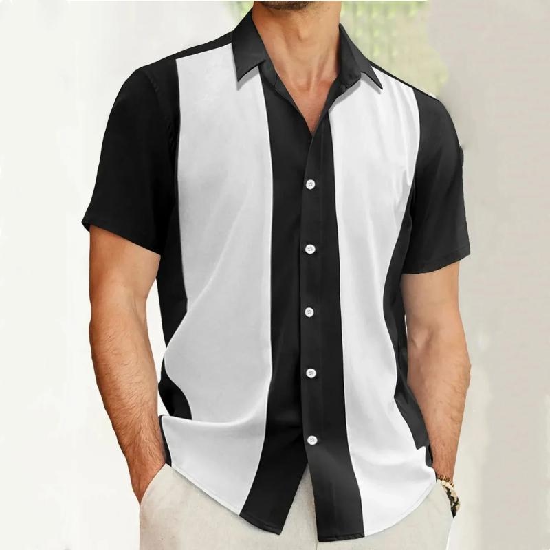 Striped Shirt For Men 3d Print Short Sleeve Hawaiian Shirt Beach Casual Shirts Men Clothing Loose Button Lapel T-Shirt