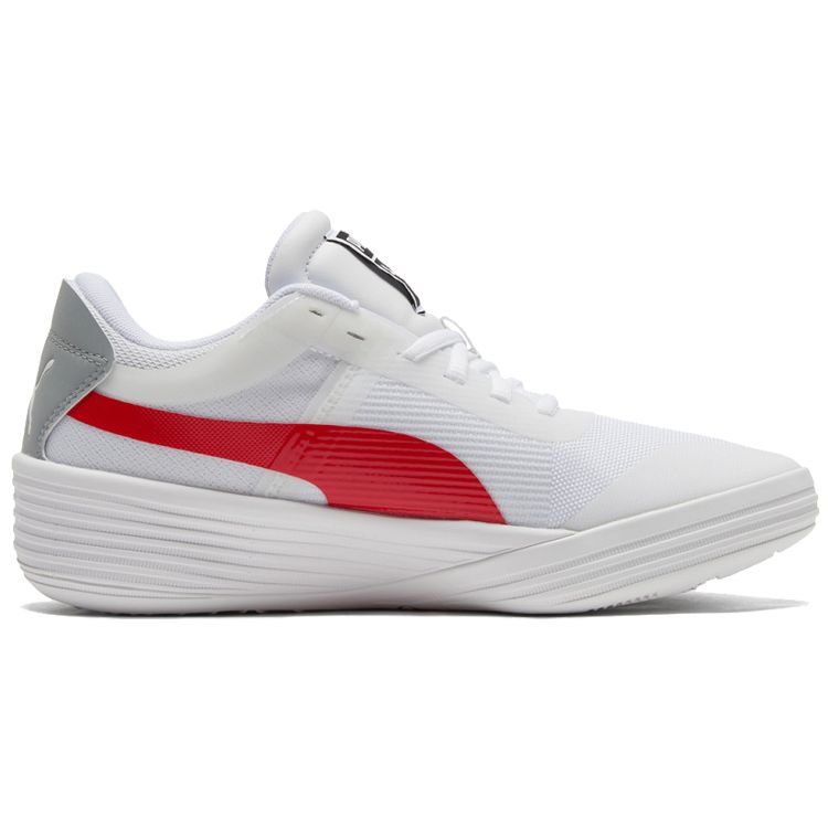 Puma Clyde All Pro Team Кроссовки с круглым носком на шнуровке, амортизирующие, нескользящие, износостойкие, низкие, для баскетбола, унисекс, белые/красные 195509-04