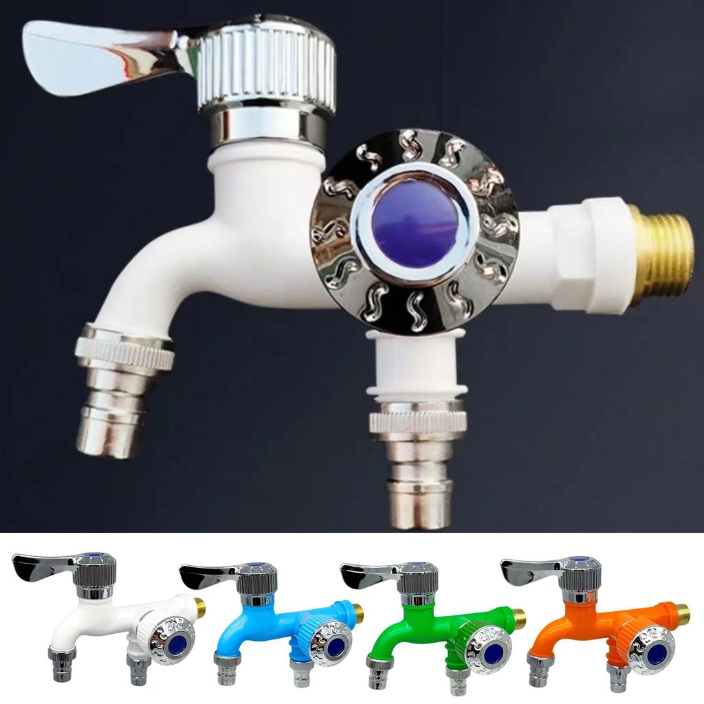 2 In1 Universal Interface Faucet Double Outlet Home Bathroom Hose Irrigation Fitting Plastic Connector