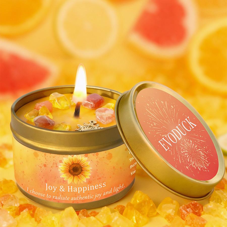 Ароматические свечи-3 унции, Аромат лаванды и ромашки с целебными кристаллами, Отлично подходят для праздничных подарков на Рождество/Хэллоуин и для домашнего декора