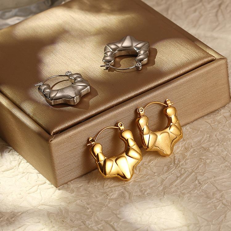 Нестандартные серьги из нержавеющей стали, простые женские трендовые серьги с покрытием из 18-каратного золота, легкие, роскошные, премиум-серьги