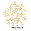100pcs Randomly Stainless Steel Gold Color Letter Charm A-Z Alphabet Beads Pendants for DIY Bracelet Jewelry Necklace Making