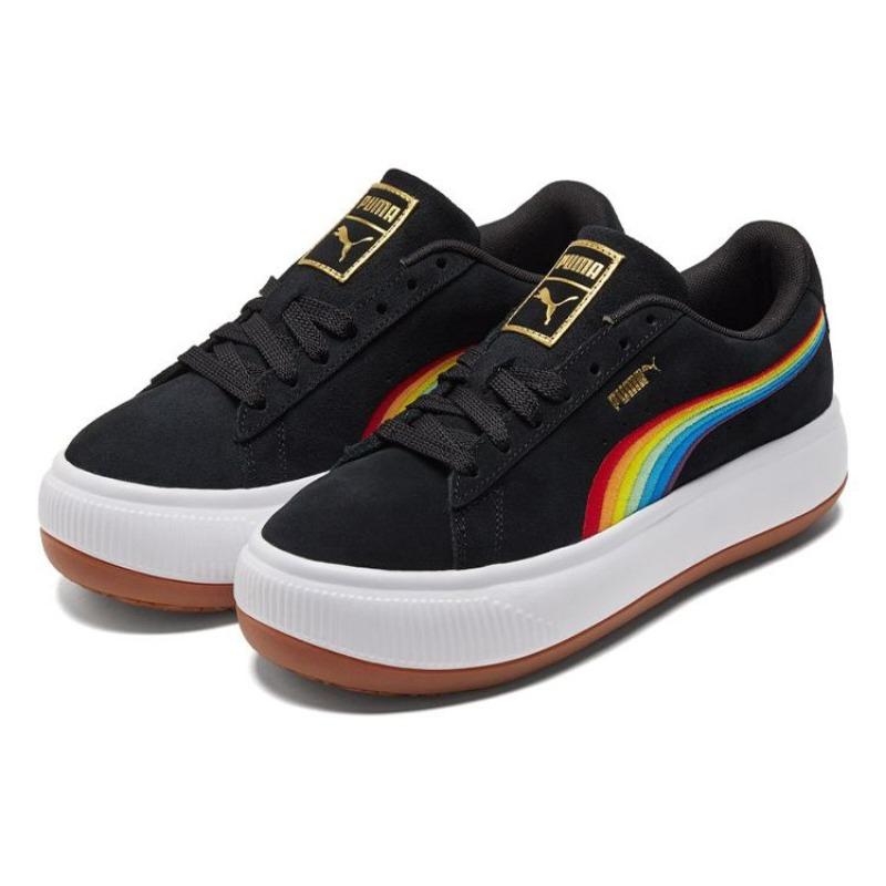 PUMA Suede Mayu Rainbow Women's Low-Top Sneakers Black Rainbow 387239-01