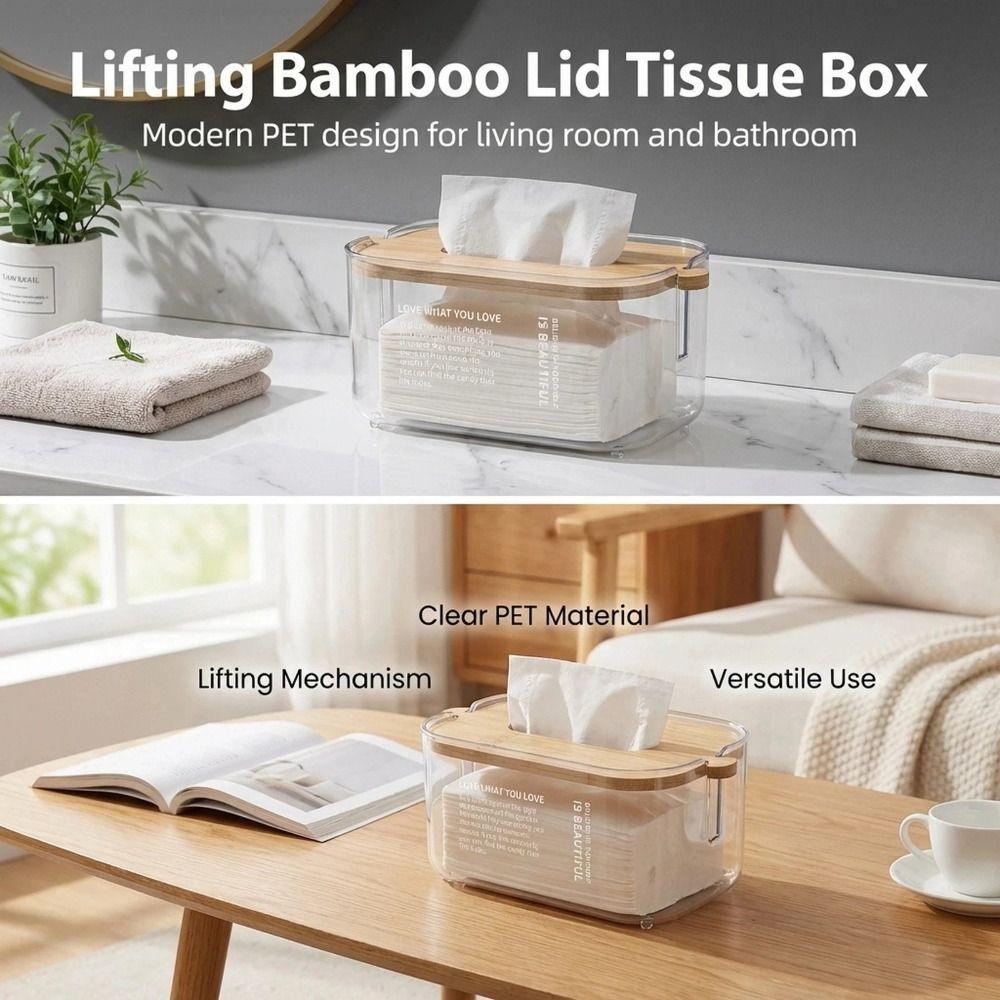 Waterproof Transparent Tissue Box Adjustable Facial Tissue Holder Home Living Room
