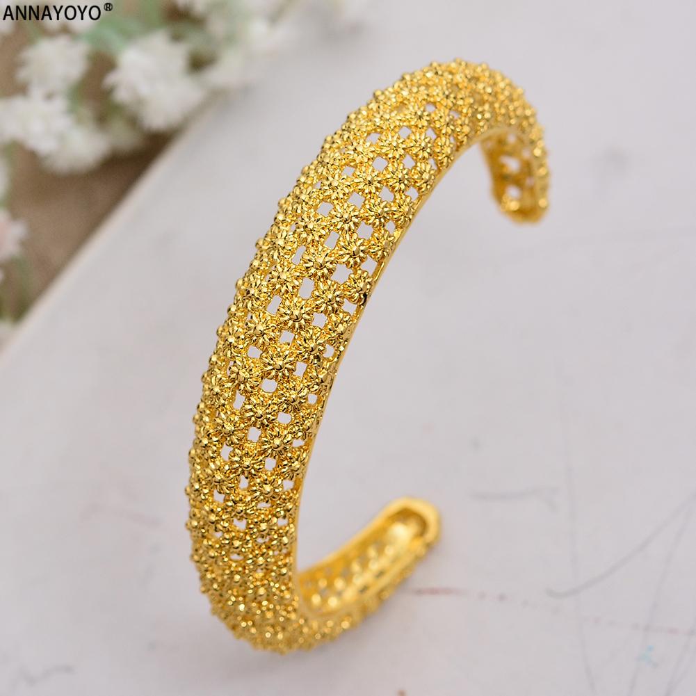 Dubai Gold Color Wedding Bangles for Women Bride Bracelets Ethiopian/France/African Jewelry Bracelets Gifts