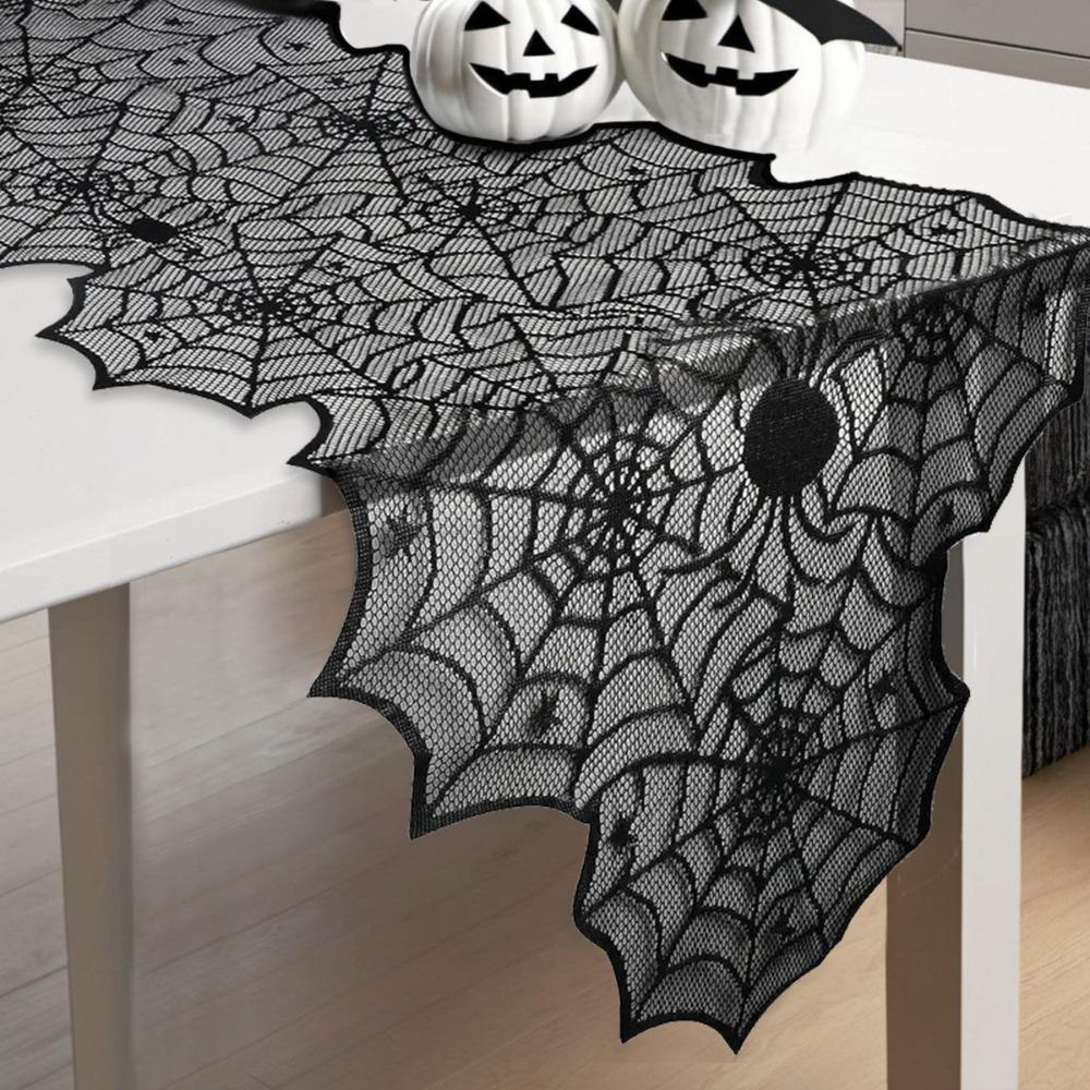 Mesh Gothic Lace Tablecloth Translucent Halloween Table Decoration Restaurant