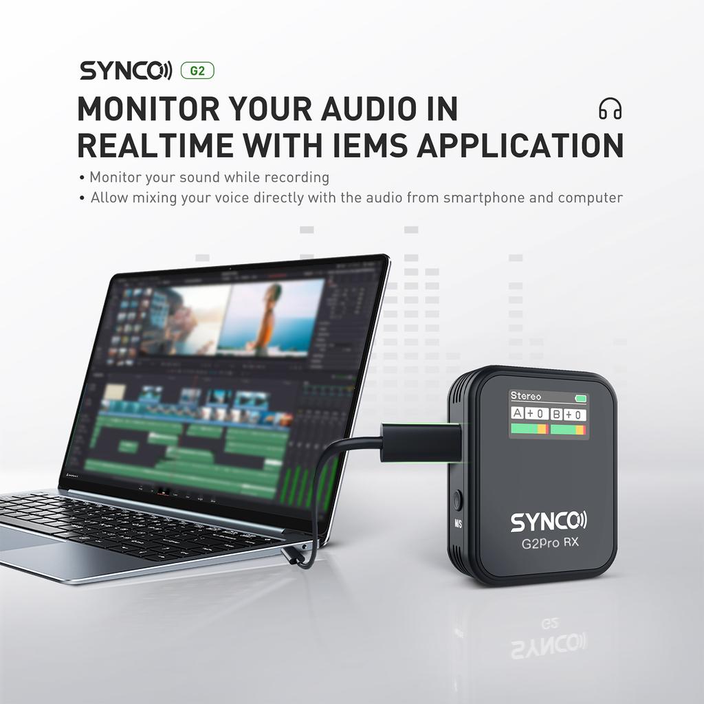 Synco G2A1 Pro Wireless Microphone System with 1 Receiver & 1 Microphones 200M Transmission Range 6