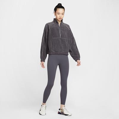 Женские толстовки Nike Therma Женские Грозовой серый/Темный тень Воротник-стойка Умеренный Обычный