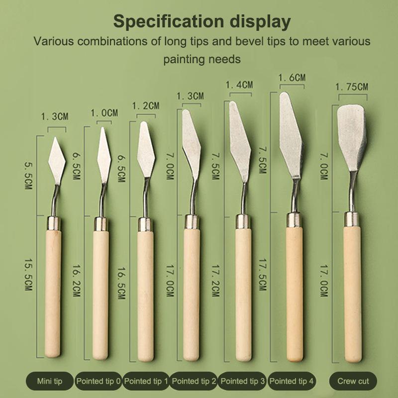 7 шт./набор Ножи для масляной живописи из нержавеющей стали Художественные шпатели Палитровый нож Нож для смешивания масляной краски Скребок Художественные инструменты