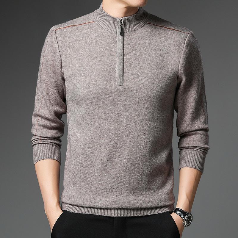 Мужской пуловер с высоким воротником, утолщенный, трендовый, молодежный, вязаный, зимний, костюм для папы, мужская одежда