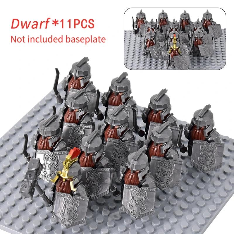 MOC Средневековый Гном Воин Эльфы Рыцари lotr Фигурки Строительные Блоки Аксессуары Броня Щит LOTR DIY Игрушки Для Детей подарок