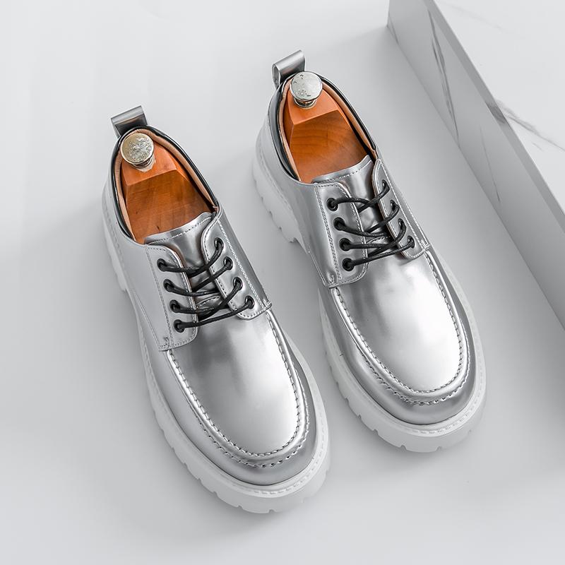 Fashion 2025 Men's Thick Bottom Oxford Shoes Fashion Business Casual Dress Shoes New Men Casual Shoes Comfortable Lace-Up Formal Flats