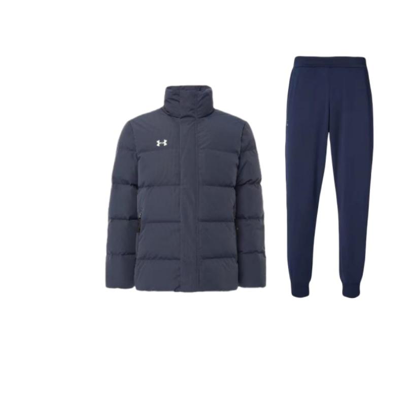 Under Armour Куртка с воротником-стойкой однотонная с длинным рукавом и брюки с эластичными манжетами, повседневный спортивный комплект, унисекс, 23600704-409+-23600802-013