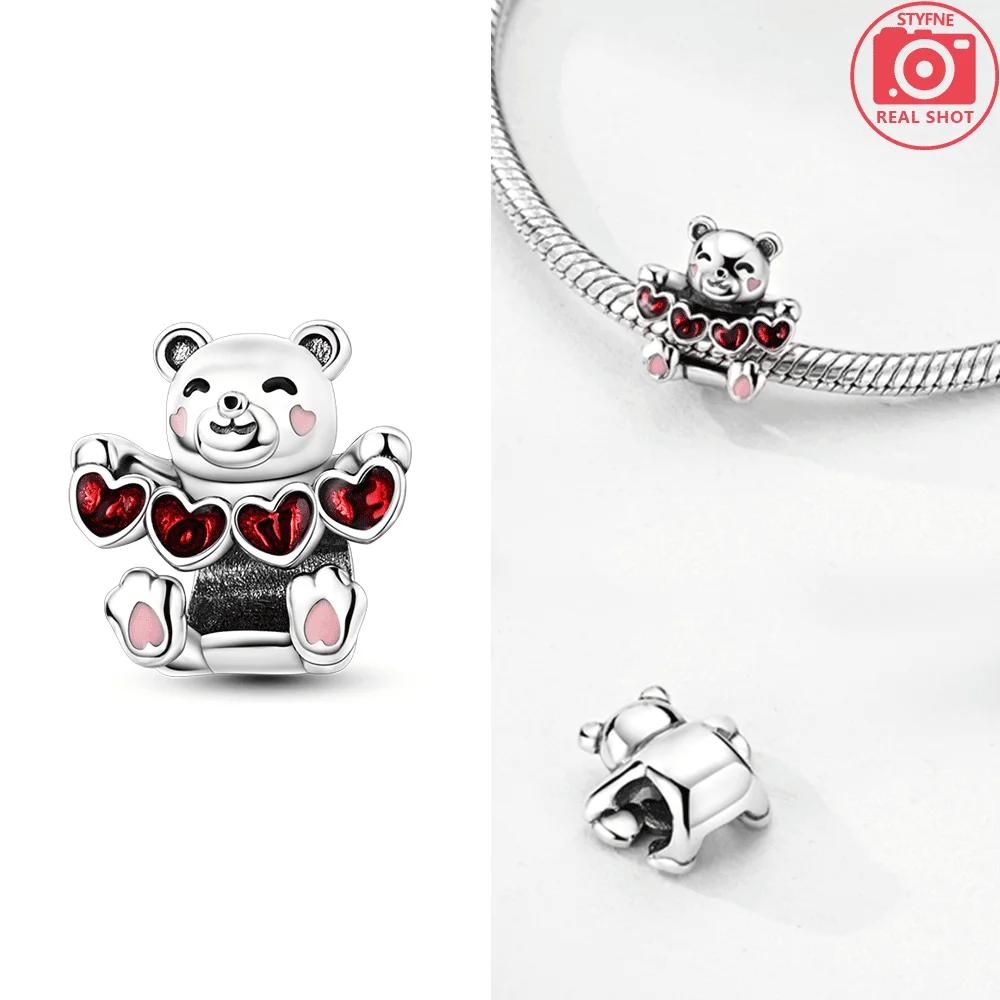 Exquisite Copper Original Red Heart Bicycle Love Couple Charms Beads Fit Bracelet Valentine'S Day Gift Women Jewelry Diy