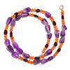 Natural Amethyst Carnelian Garnet Gemstone Smooth Beads Necklace 17" UB-2990 UB-2990