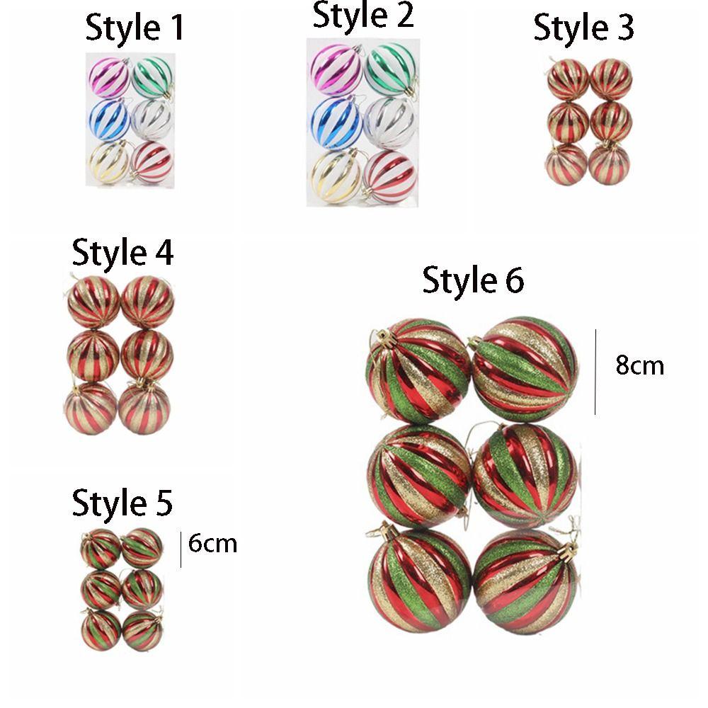 6pcs Crafts Plastic Christmas Ball Set Creative 6/8cm Christmas Tree Pendant Waterproof Delicate Hanging Ornament New Year