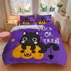 3pcs Trick or Treat Adorable Cat and Pumpkin Quilt Cover Set - Soft and Cozy Bedroom, Guest Room and Dorm Decorative Bedding 3-Piece Set 1 Quilt