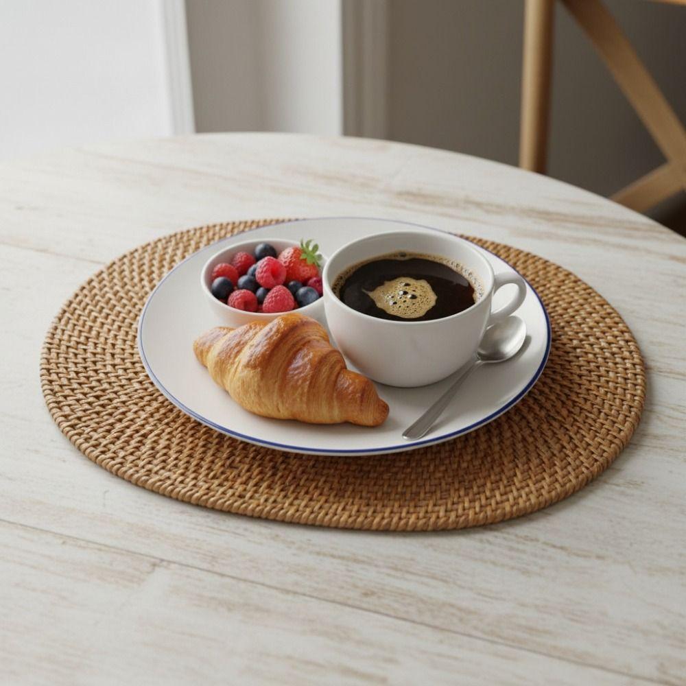 Handmade Oval Rattan Woven Placemat Heat-Resistant Coaster Dining Table