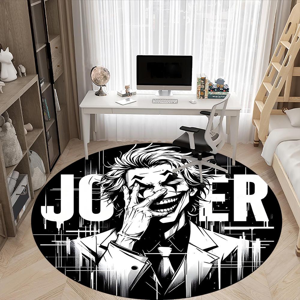 1pc Joker Artwork Office Round Area Rug, Indoor Mat Suitable For Office, Under Office Chairs Bedroom Living Room Home Decor, Room Deco052