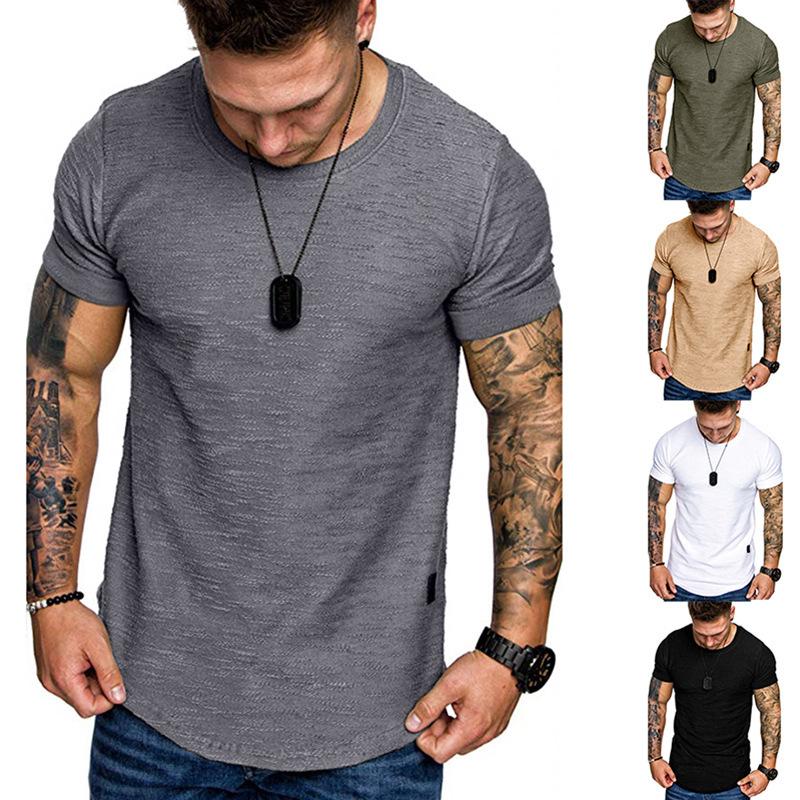 Men's Summer Solid Crew Neck Top Fashion Casual Short Sleeve T-Shirt