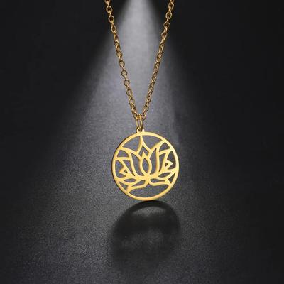 Skyrim нержавеющая сталь цветок лотоса кулон ожерелье золотого цвета колье-цепочка 2024 модные украшения для женщин подарок