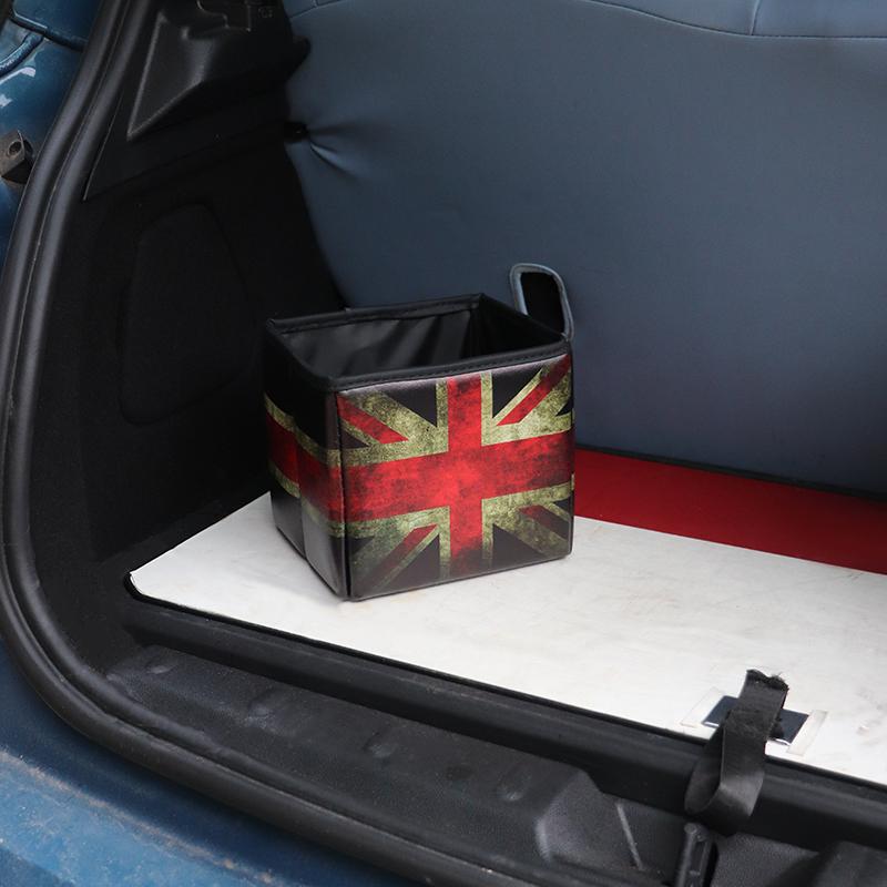 1PC Color Leather Car Trash Can Organizer Interior Rubbish Holder For Mini All Models Foldable Storage Box Car Accessories