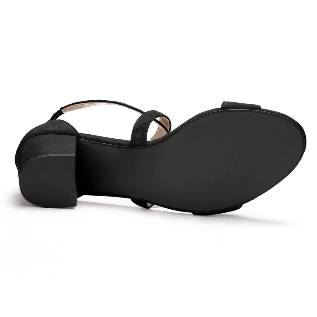 Allegra K Women's Open Toe Sandals with Mid-Heel Lace-Up Ankle Strap, Black, Size 25.5cm