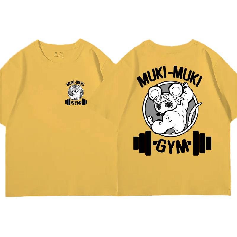 Anime Demon Slayer Uzui Tengen Print T-shirts Unisex Funny Ninja Mice Muki Muki Gym T Shirt Muscular Mouse Oversized T-shirt