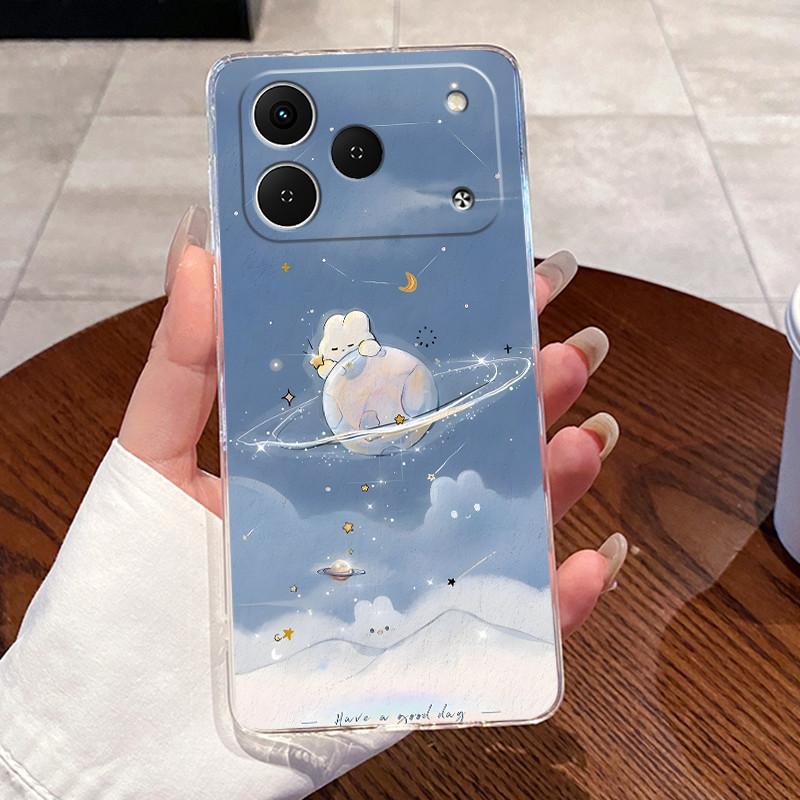 Casing For Tecno Spark 50 KN4 Case Aesthetic Fashion Cute Cat Cartoon Soft Silicone Back Cover Transparent TPU Phone Case Bumper