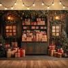 Vintage Christmas Cabinet Photography Backdrop, Christmas Tree Children's Family Portrait Decoration Photography Backdrop Cloth