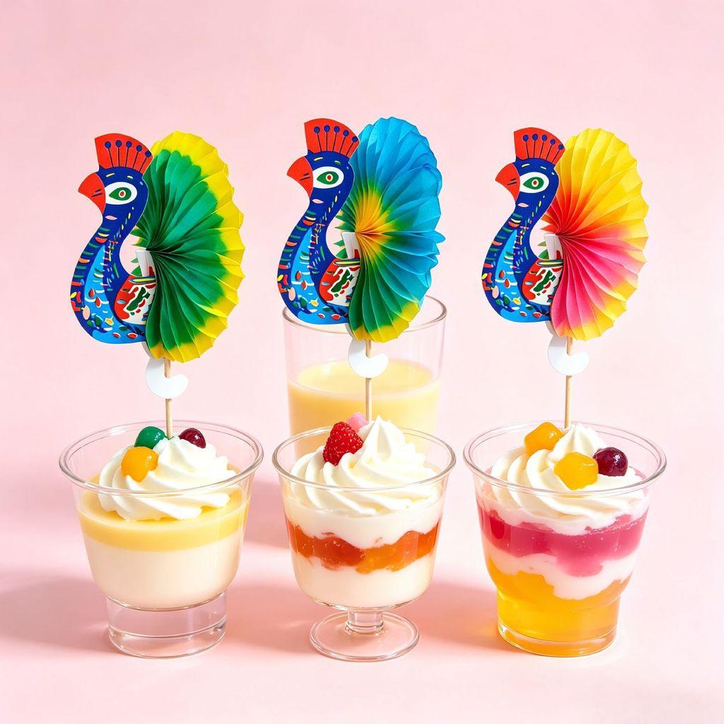 Hawaiian Tissue Paper Umbrella Fruit Stick Swizzles For Party Table Centerpieces
