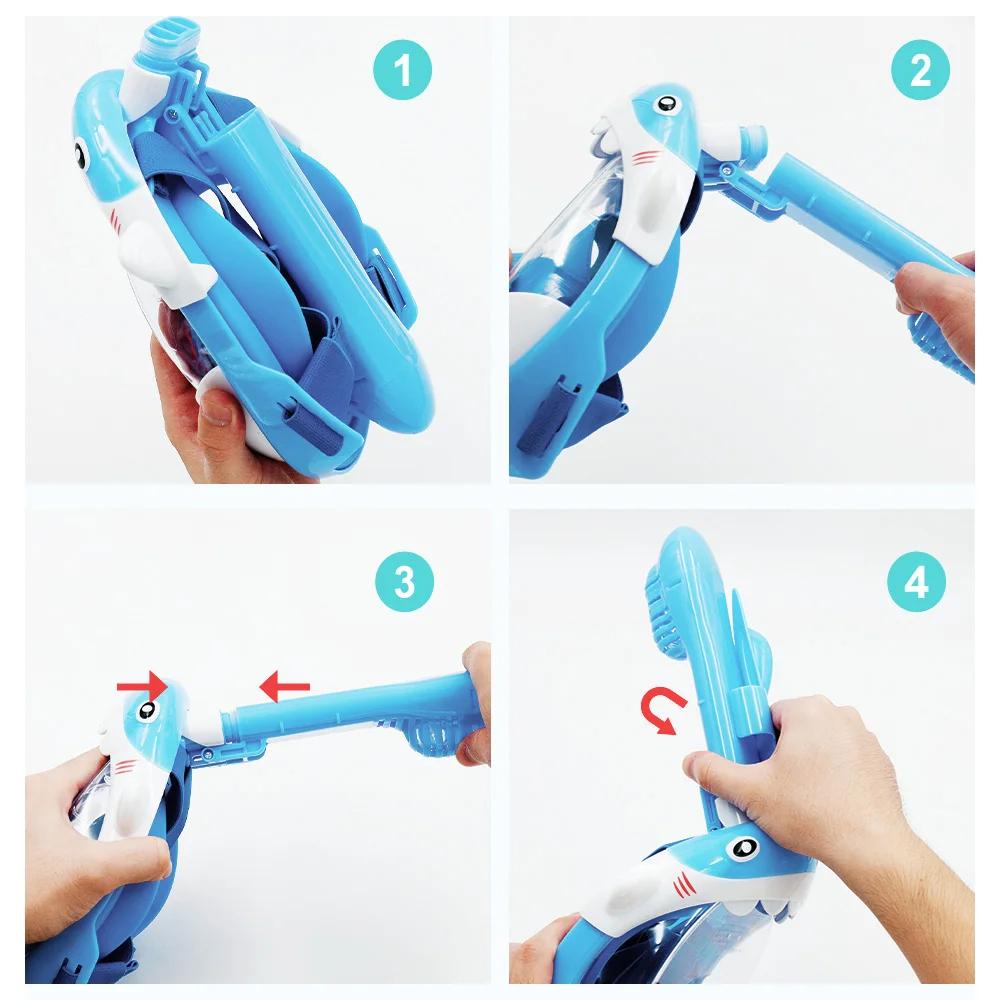 OLIKEI милые мультяшные маски для дайвинга для детей, детская маска для подводного плавания с полным лицом, противотуманные герметичные очки для подводного плавания, снаряжение для подводного плавания