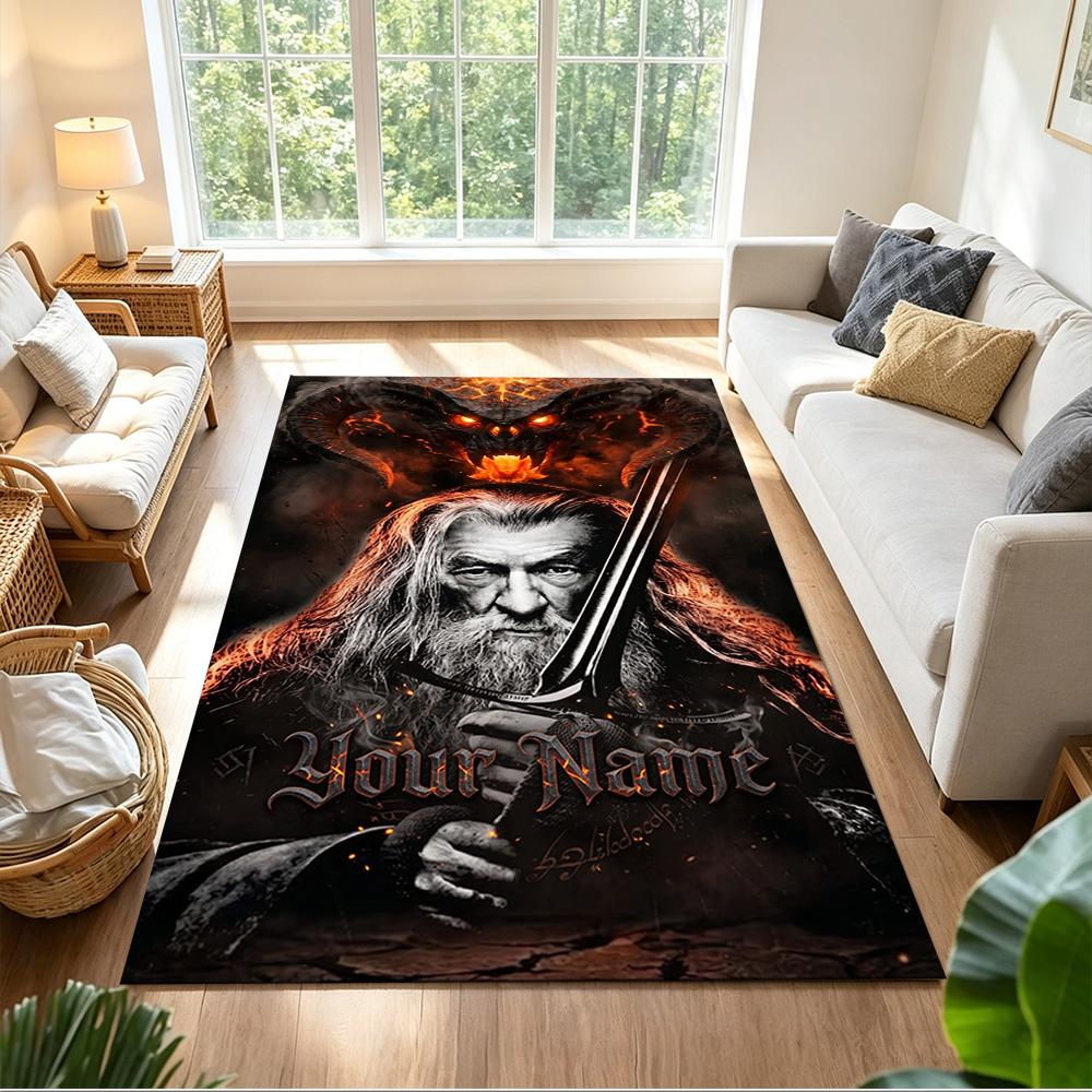 Lord Rings Customized Name Floor Rug Office Rug Perfect for Living Rooms Balcony Bedrooms Game Room Antislip Carpet Decorate Offices