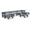 6 Piece Grey Garden Sofa Set Made of Pallet Wood